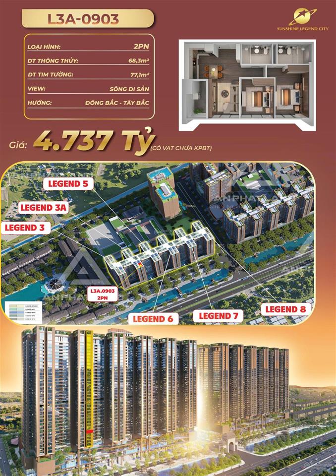 Đón sóng hạ tầng khu đông với căn góc 2pn cao cấp chỉ 3,8 tỷ, dt 68m², view sông di sản, có sổ đỏ