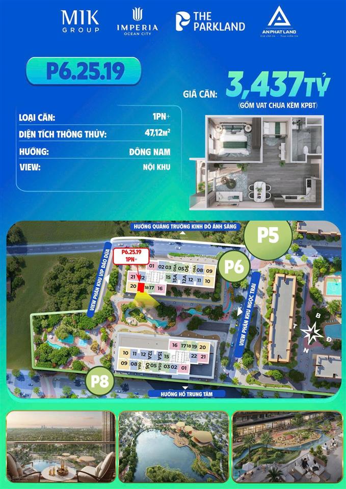 Sở hữu ngay căn hộ 1pn + cực phẩm khu đông hà nội, giá tốt, dt 47,12m2, hướng đông nam
