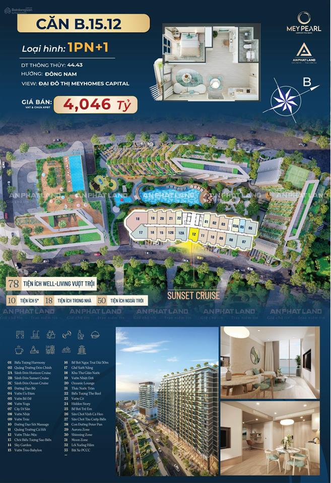 Căn hộ 1pn+ tầng trung view đại đô thị, dt 44m2, hướng đn sống chuẩn resort tại bãi trường|phú quốc