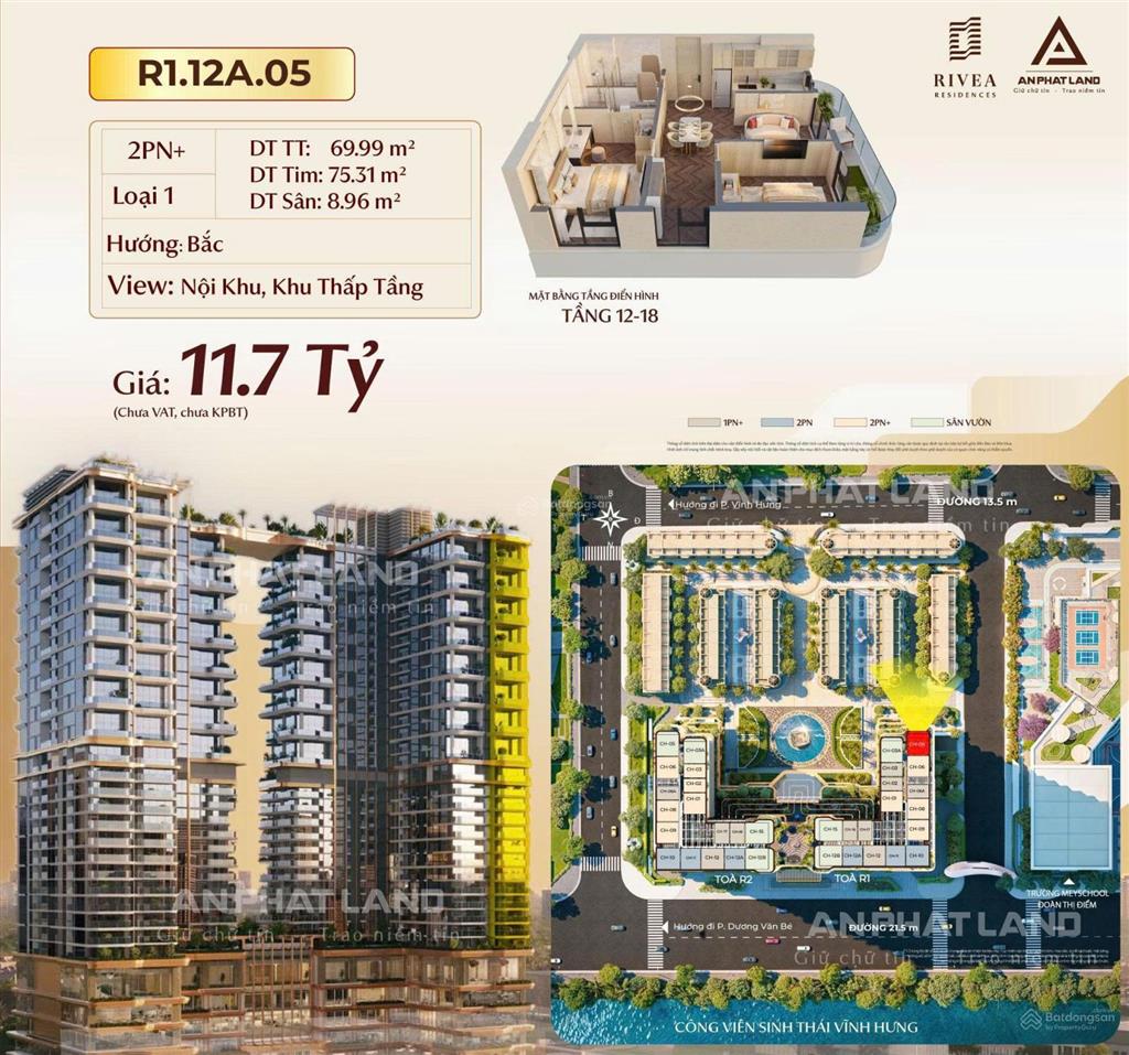 Siêu phẩm căn góc 2pn+ hạng sang 69m2 hướng đông nam, có sân vườn riêng tại phía nam thủ đô