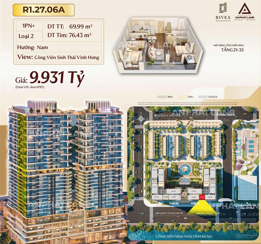 Siêu phẩm nội đô  căn hộ 2pn+ cao cấp view công viên sinh thái vĩnh hưng, 70m2, hướng nam, 8,4 tỷ