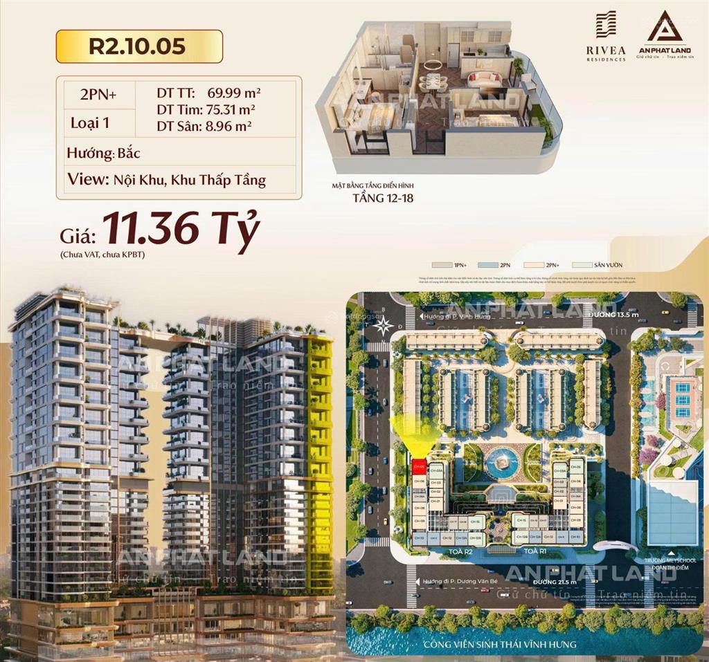 Căn hộ hạng sang cao cấp 2pn+ 69m2 có sân vườn riêng tại quận hoàng mai hà nội  số lượng có hạn!