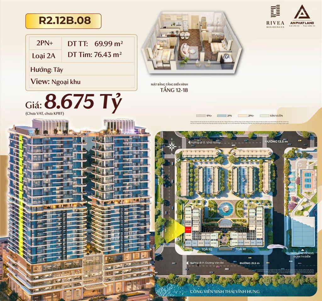 Sở hữu ngay căn hộ vvip giữa lòng thủ đô với chính sách thanh toán "vàng", 69.99m2, view thoáng