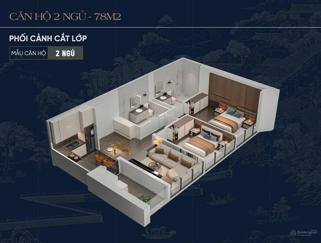 Chỉ 3,944tỷ chiết khấu thêm 10% căn hộ 2pn tầng cao phía đông thủ đô, hướng tây nam view nội khu