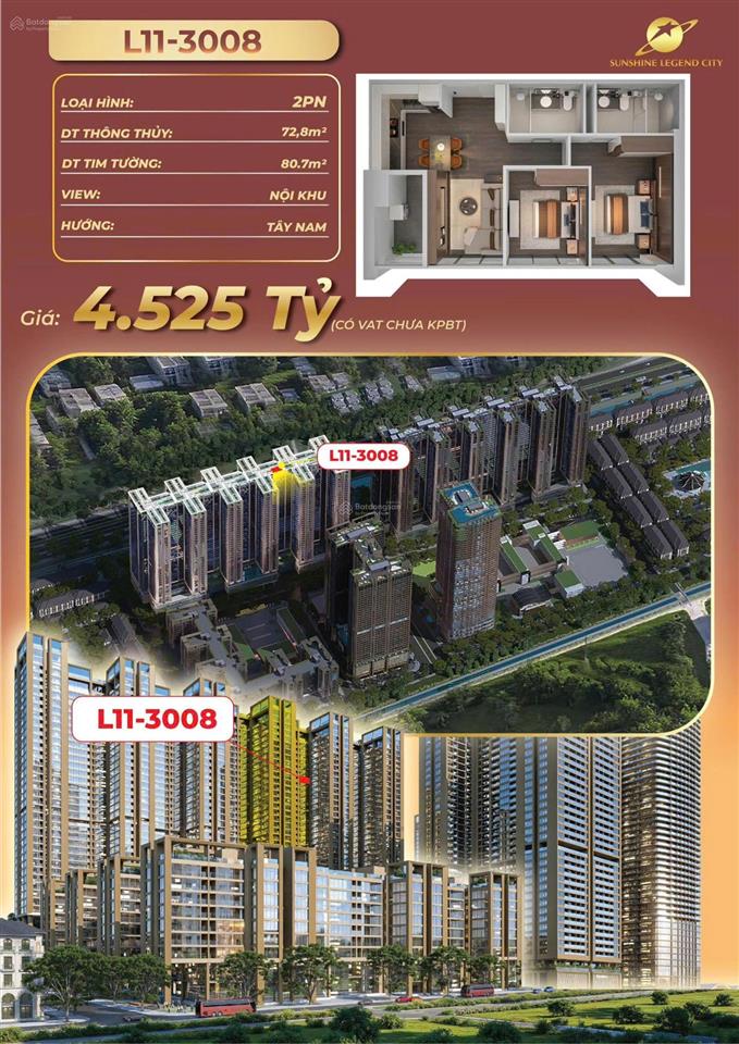 Chỉ 3,944tỷ chiết khấu thêm 10% căn hộ 2pn tầng cao phía đông thủ đô, hướng tây nam view nội khu