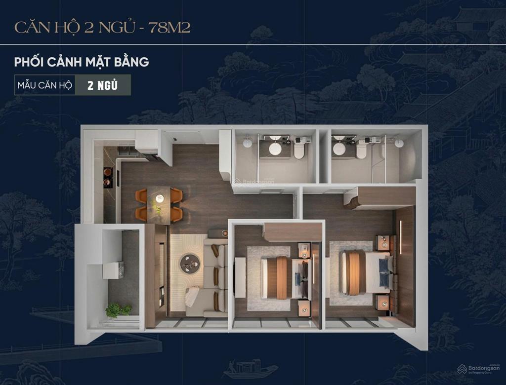 Chỉ 3,944tỷ chiết khấu thêm 10% căn hộ 2pn tầng cao phía đông thủ đô, hướng tây nam view nội khu