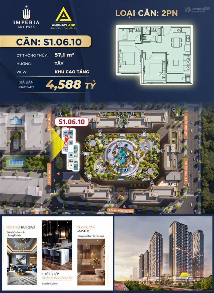 Bán căn hộ 2pn 57,1m2 imperia sky park view thoáng, giá 4,622 tỷ, biên độ tăng giá mạnh phía tây