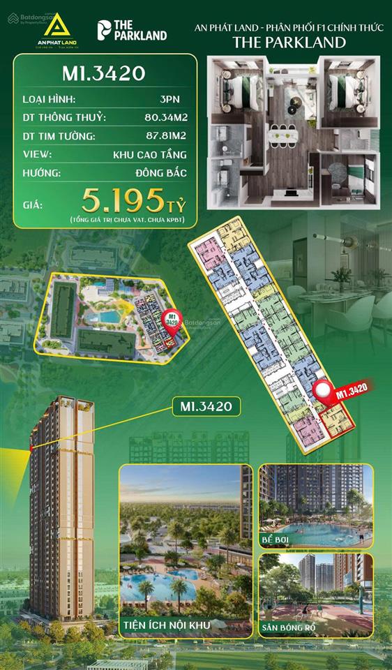 Bán căn góc 3pn tầng cao view thoáng giá tốt, dt 80.34m², hướng đông bắc, đẳng cấp an cư phía đông