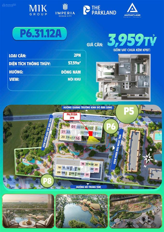 Tuyệt tác căn hộ 2pn tầng cao view thoáng dt 57,59m²  chuẩn sống đẳng cấp khu đông hà nội
