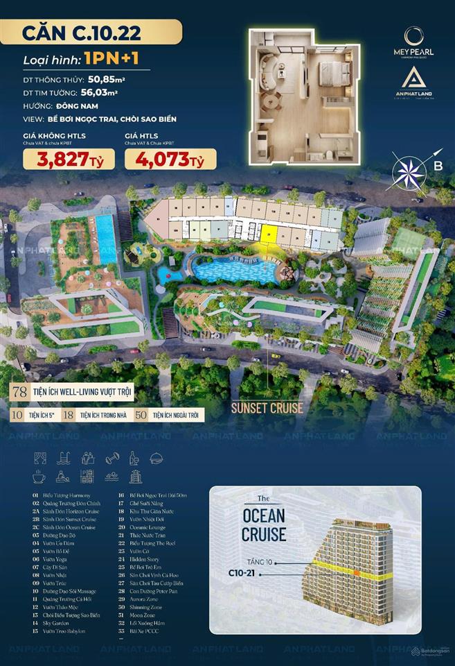 Siêu phẩm 1pn+1 sát biển nổi bật tại bãi trường, dt 50m2 hướng đón năng, view thoáng, giá 3,827tỷ