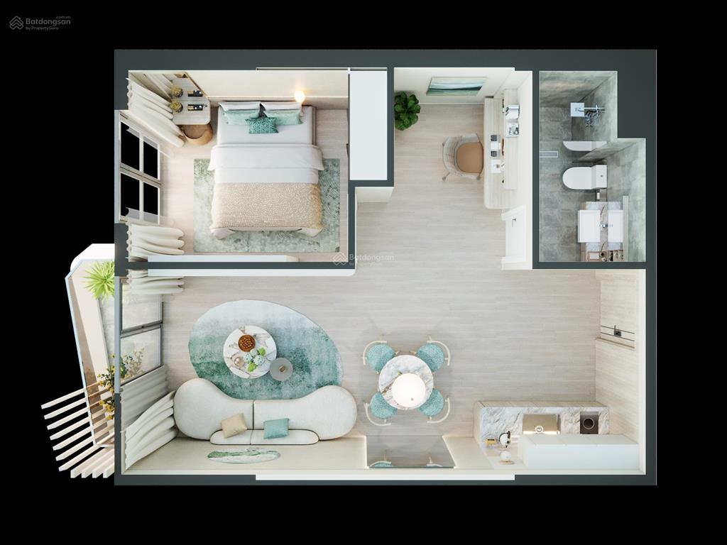 Bán căn 1pn+ dt 44,35m2 hướng đông nam trên trục đường tỷ đô đt975 tại bãi trường, ck 18%, có sổ đỏ