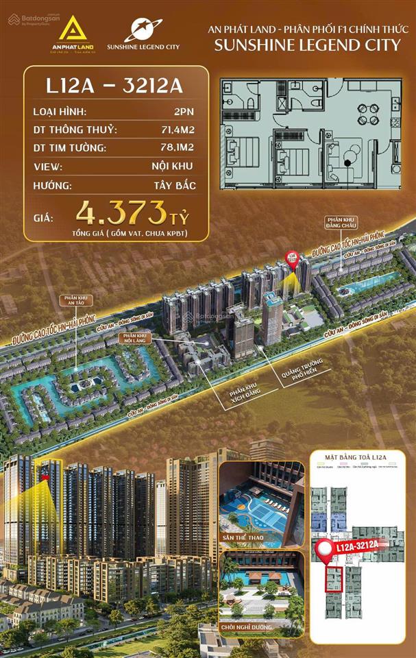 Siêu phẩm 2pn hạng sang giá chỉ 3,55tỷ, 71.4m2, view xanh thoáng tại phía đông, tặng 03 chỉ vàng