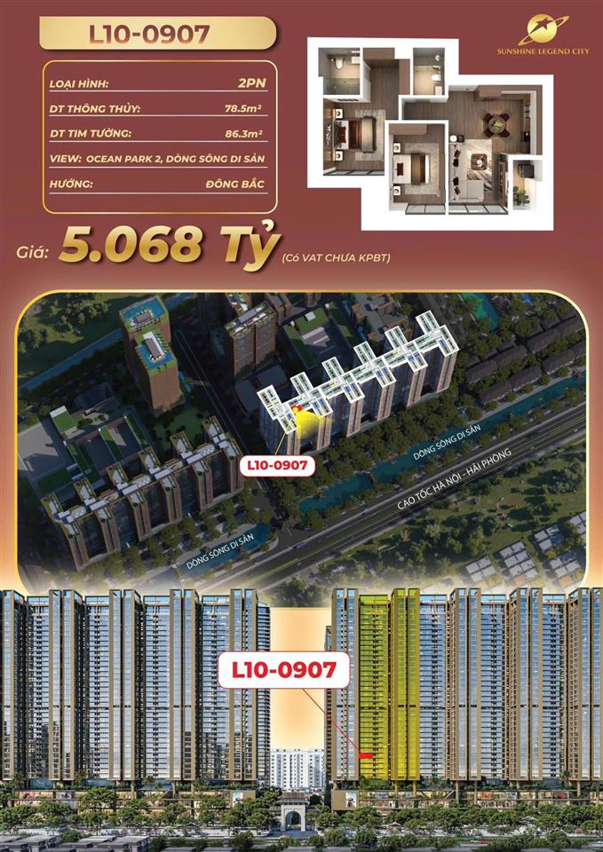 Bán căn hộ 2pn 78m2 hạng sang view sông hướng đông bắc chỉ với 4,1 tỷ ngay gần ecopark, full sổ đỏ