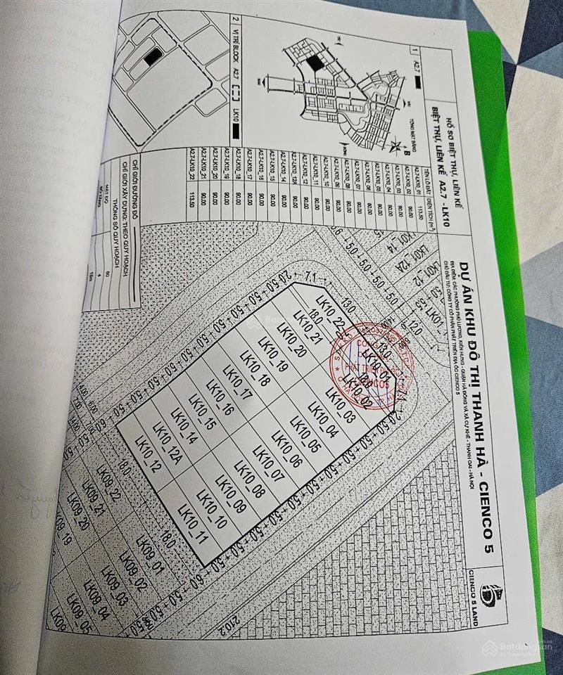 Chính chủ bán liền kề góc a2.7 kđt thanh hà cienco 5