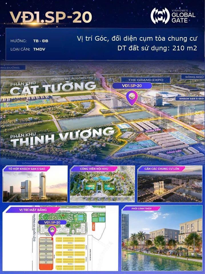 182 triệu/m2 căn góc vin cổ loa. vị trí tương đương highland coffee hải đăng, ocean park gia lâm