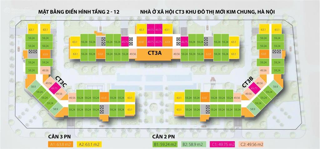 Suất ngoại ct3 kim chung green city tầng cao, căn góc  giá tốt thị trường  ký hđ ngay cđt