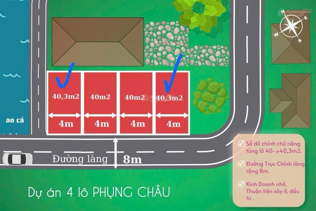 Chính chủ bán đất 40m2 mặt tiền 4m, mặt đường xã phụng châu, chương mỹ, hà nội, sổ đỏ