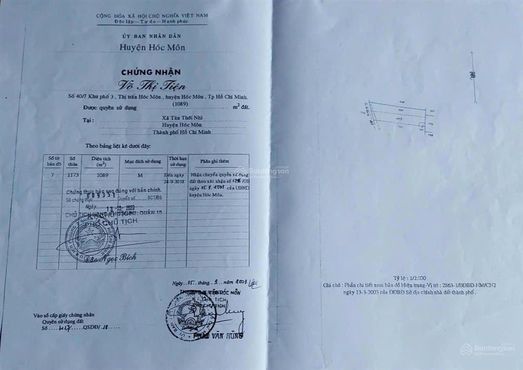 Cần bán lô đất mặt tiền đường nhựa nguyễn thị đành