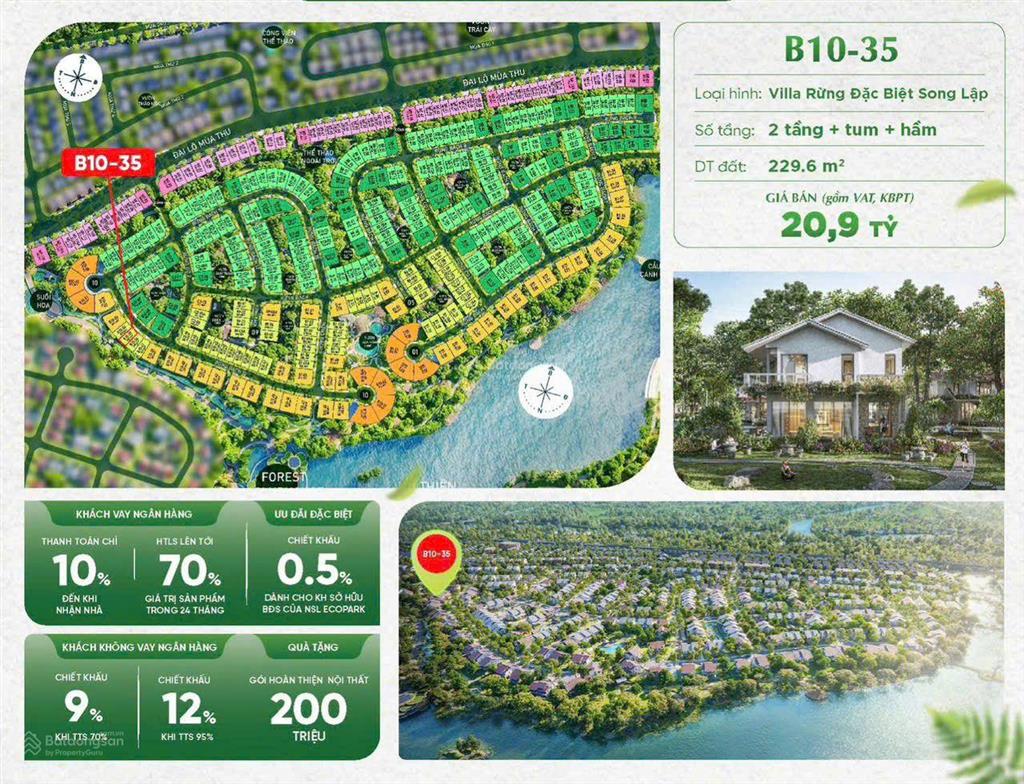 Cắt lỗ bán gấp biệt thự song lập rừng view suối hoa ecopark retreat long an giá hời