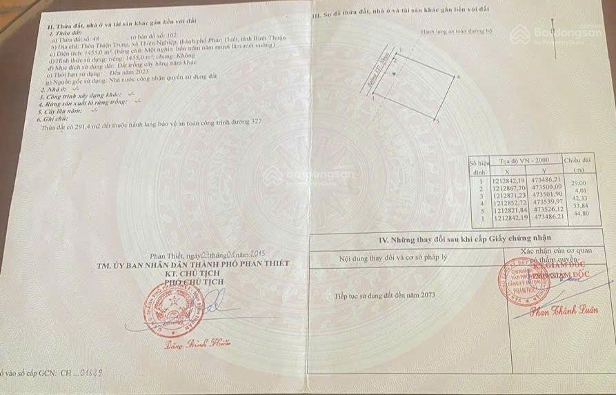 Bán đất hồ quang cảnh, thiện nghiệp, phan thiết, 6,5 tỷ, 1455 m2
