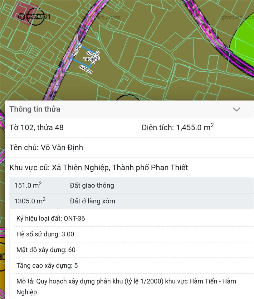 Bán đất hồ quang cảnh, thiện nghiệp, phan thiết, 6,5 tỷ, 1455 m2