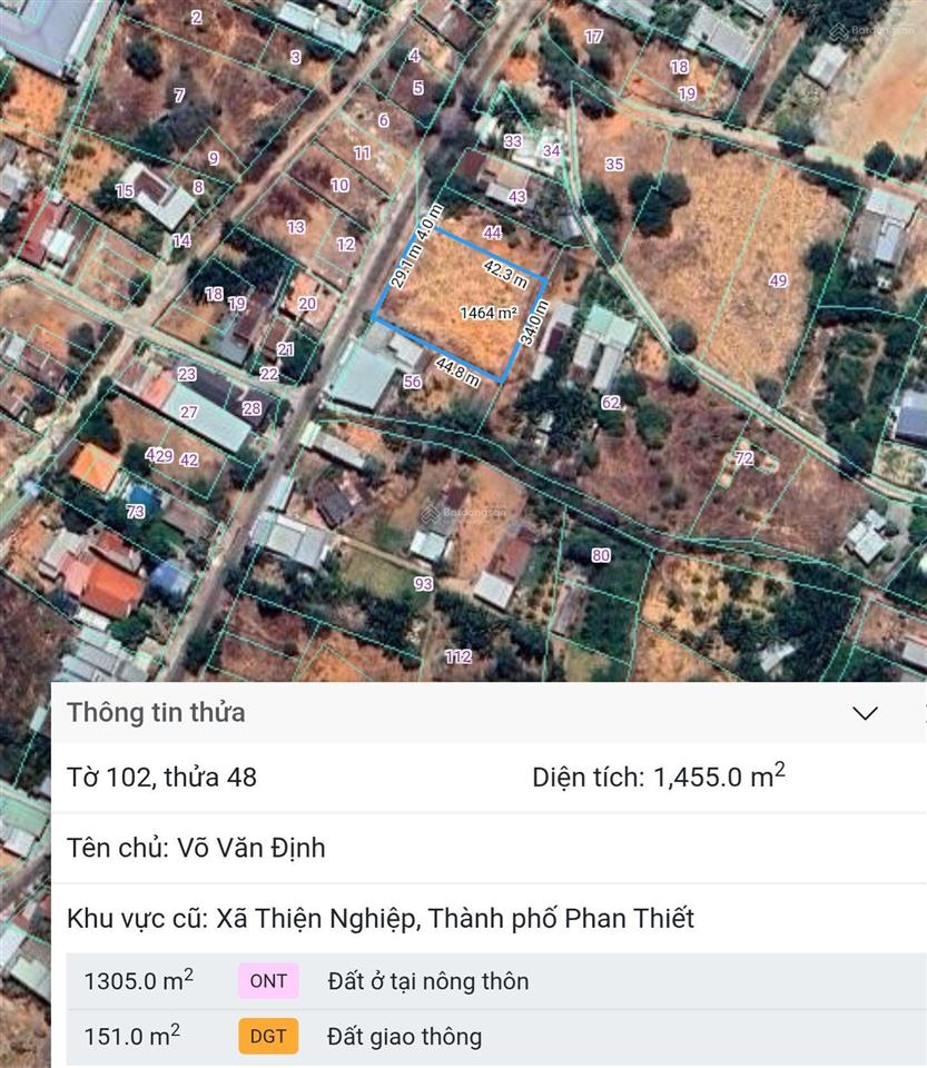 Bán đất hồ quang cảnh, thiện nghiệp, phan thiết, 6,5 tỷ, 1455 m2