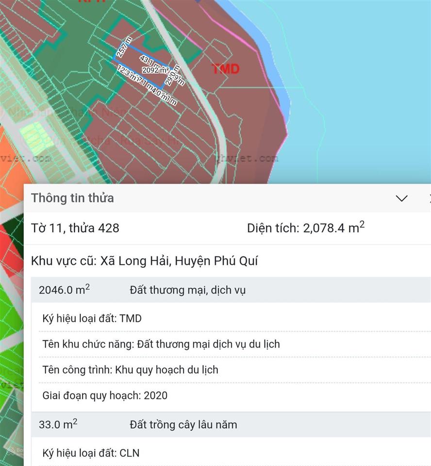 Bán đất giá siêu hời tại khu vực đặc khu phú quý, tỉnh lâm đồng, 8 tỷ, 2078 m²
