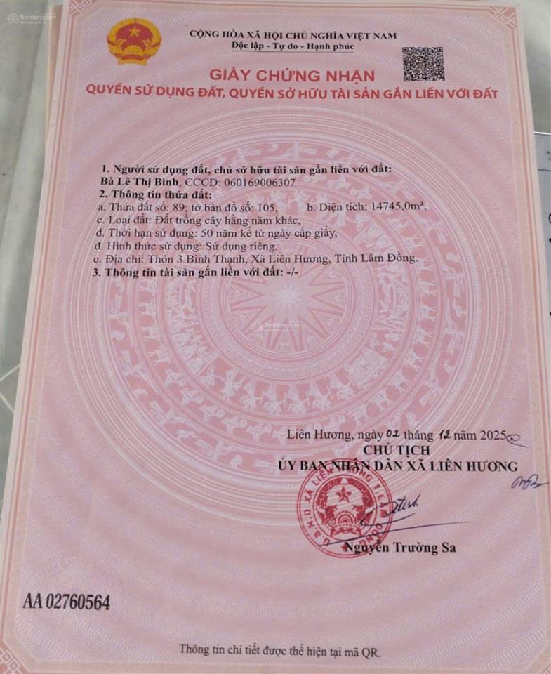 Bán đất tại đường 8 m, xã liên hương, lâm đồng, chỉ với 29 tỷ, 14746 m2