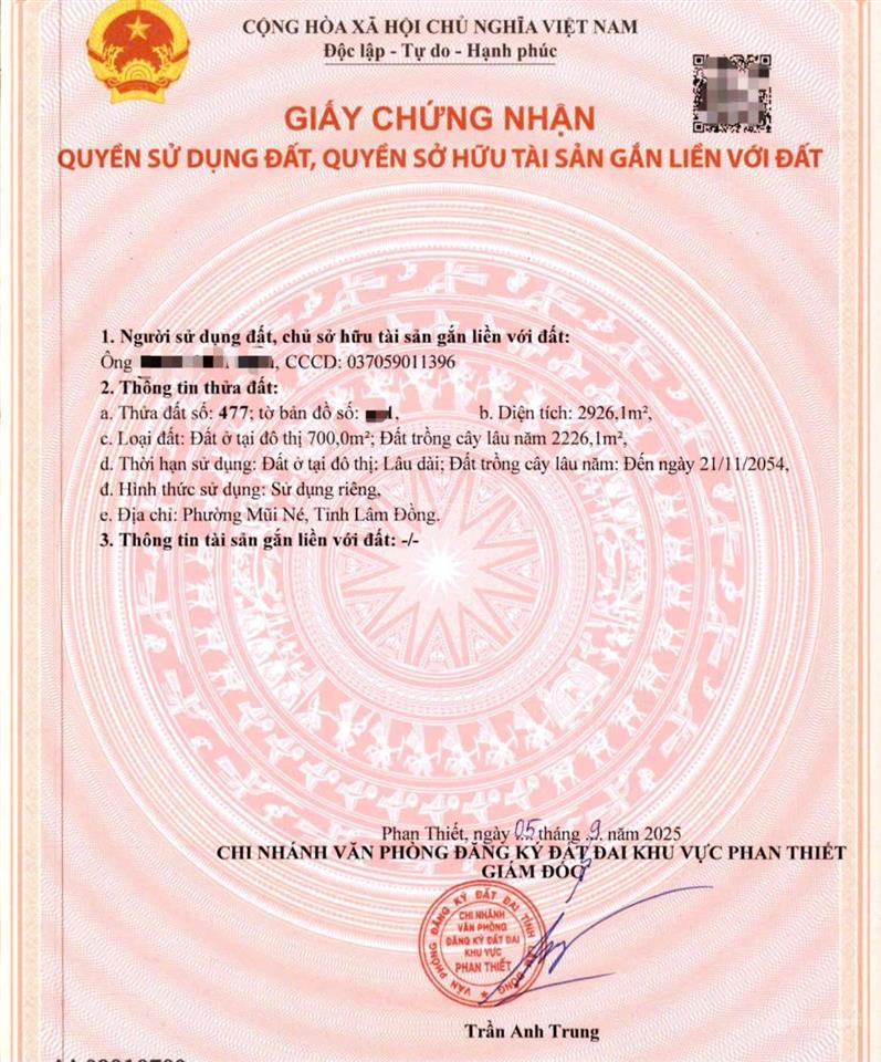 Bán đất mặt tiền đường trần bình trọng  phường mũi né