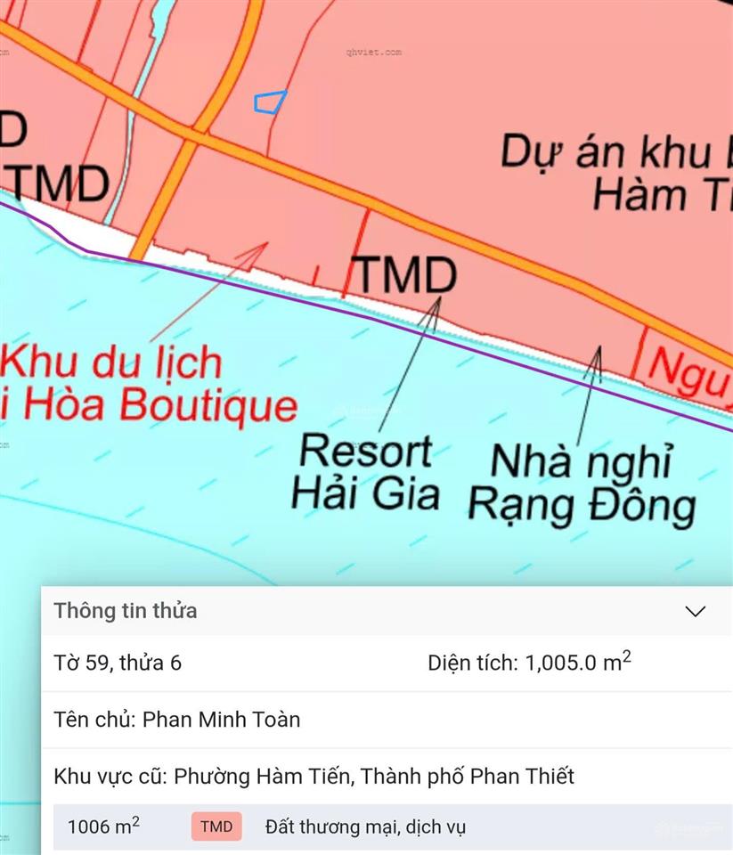 Bán đất hàm tiến, tp. phan thiết 1.530m2 giá 14 triệu/m2 còn thương lượng.