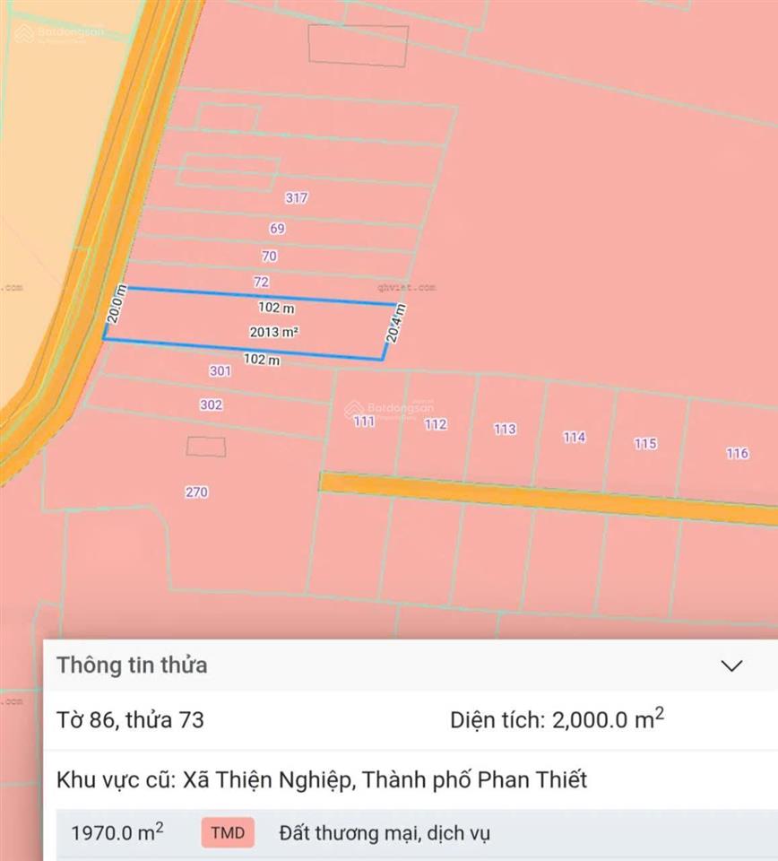 Bán đất mặt tiền đường nhựa gần ngã tư phường mũi né dt 2.000m2, có 200m2 thổ