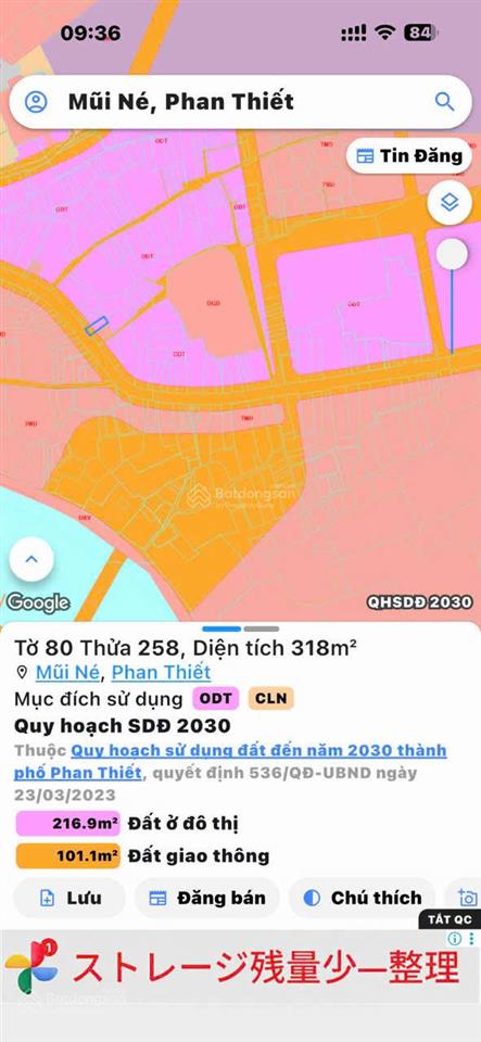 Bán đất mặt tiền đường xuân thủy  phường mũi né