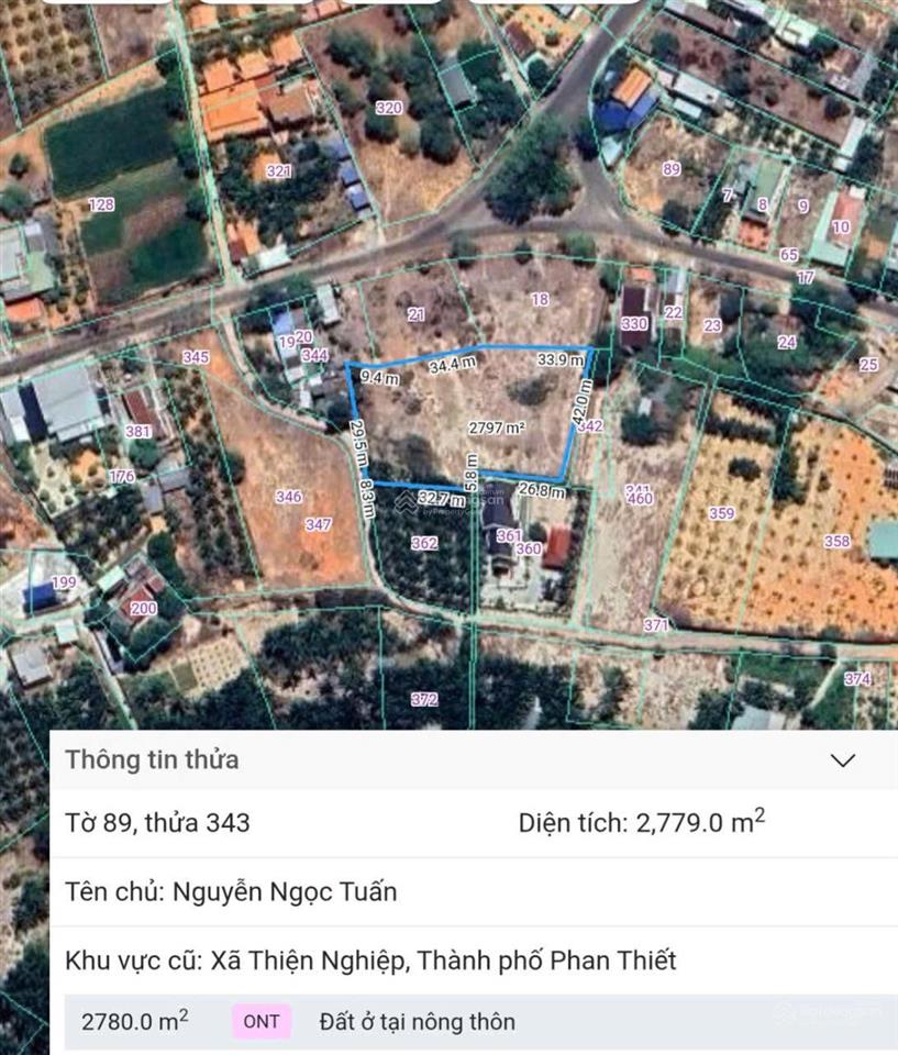 Bán đất full thổ cư 2.779m² thiện nghiệp (nay thuộc phường mũi né) giá chỉ 5,5 tỷ