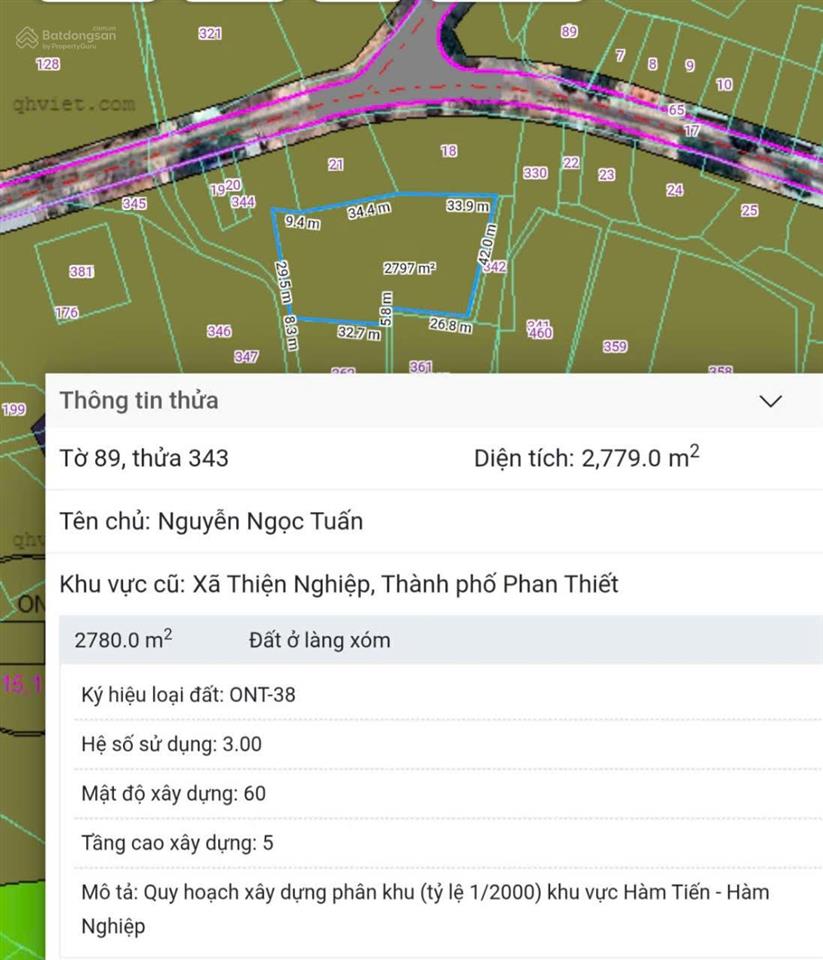 Bán đất full thổ cư 2.779m² thiện nghiệp (nay thuộc phường mũi né) giá chỉ 5,5 tỷ
