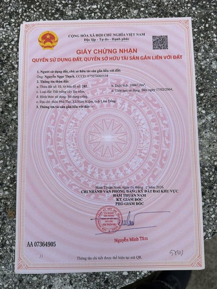 Bán thửa đất liền nhau gần quốc lộ 1a xã hàm kiệm, lâm đồng giá chỉ 2,7 tỷ