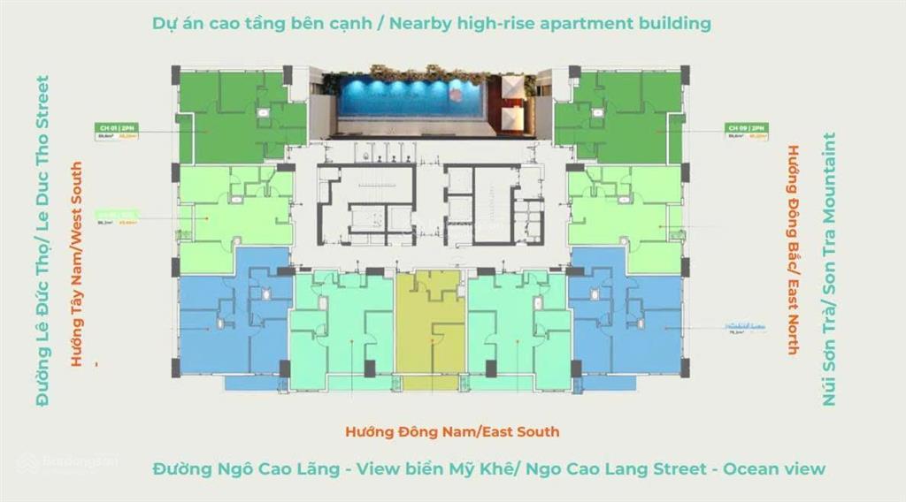 Căn góc hiyori aqua tower 2pn, view biển & đỉnh sơn trà