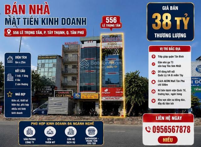 Bán nhà mặt tiền 556 đường lê trọng tấn dt 6x25 đúc 1 trệt 1 lửng 4 lầu sân thượng bán 38 tỷ