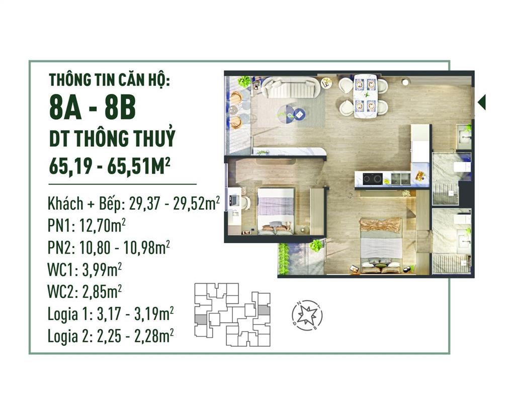 Chính chủ cần bán căn 2pn 65m2 ecopark view công viên mùa xuân, giá 4,25 tỷ bao sang tên