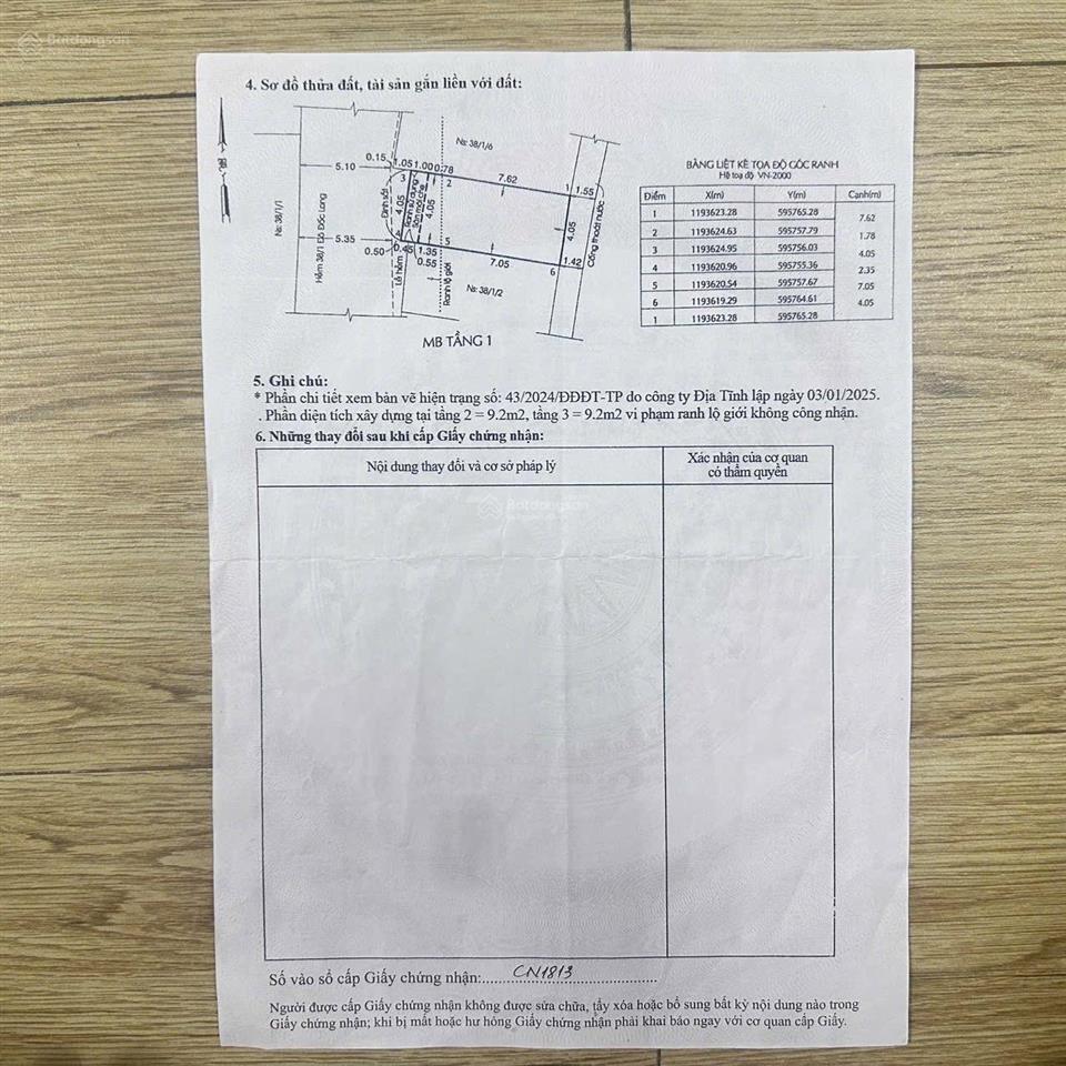 Bán nhà riêng 3 tầng đẹp tại 38/1/4 đô đốc long, giá siêu hời 6,3 tỷ, 40m2
