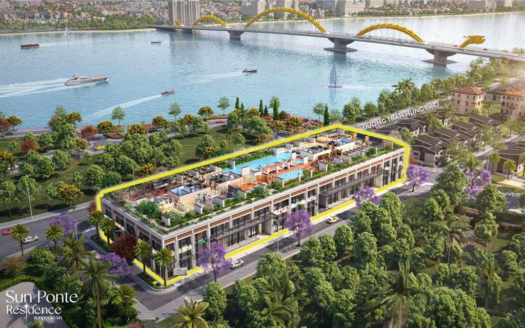 Cho thuê shophouse khối đế the ponte mặt sông hàn, cầu rồng, chỉ 45 triệu/tháng