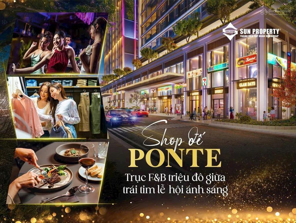 Cho thuê shophouse khối đế the ponte mặt sông hàn, cầu rồng, chỉ 45 triệu/tháng