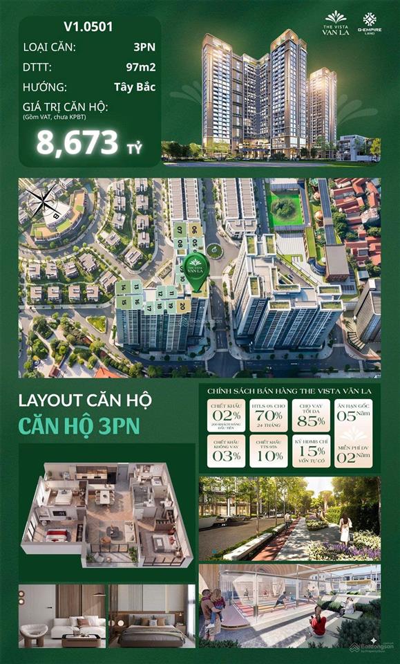 Chính sách bán hàng siêu việt tại the vista văn la  chỉ đóng 15% ~ 900 triệu đến khi nhận nhà