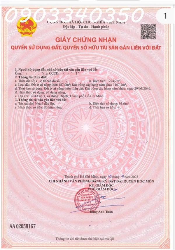 Đất Hóc Môn có nhà sẵn giá còn mềm so với khu vực