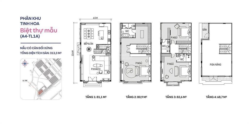 Căn nội bộ giá rẻ biệt thự 127.5m  đông nam gần hồ