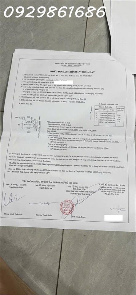 Cần tiền bán nhanh lô đất ngay thành phố mới Bình Dương, DT 82m2, giá đầu tư