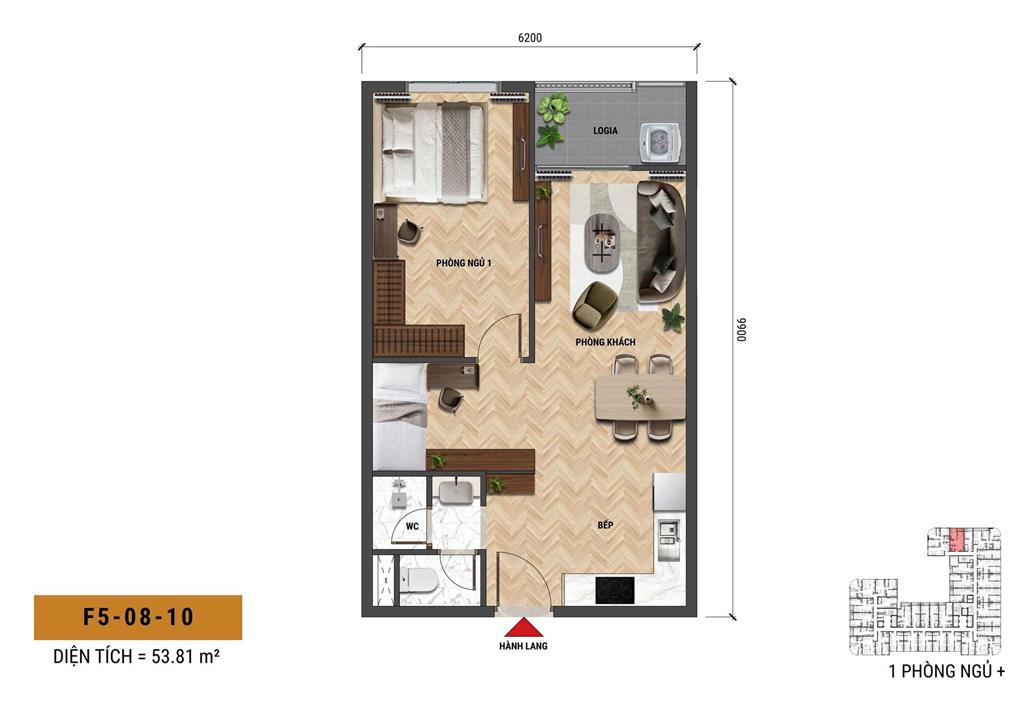 HOT! Căn 1PN + Tòa F5 – FourS Tower