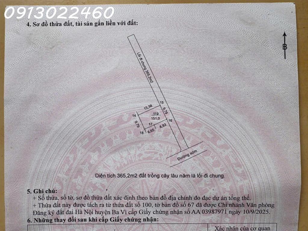 CHUYỂN NHƯỢNG 151 M2 FULL THỔ CƯ, XÃ SUỐI HAI, HÀ NỘI