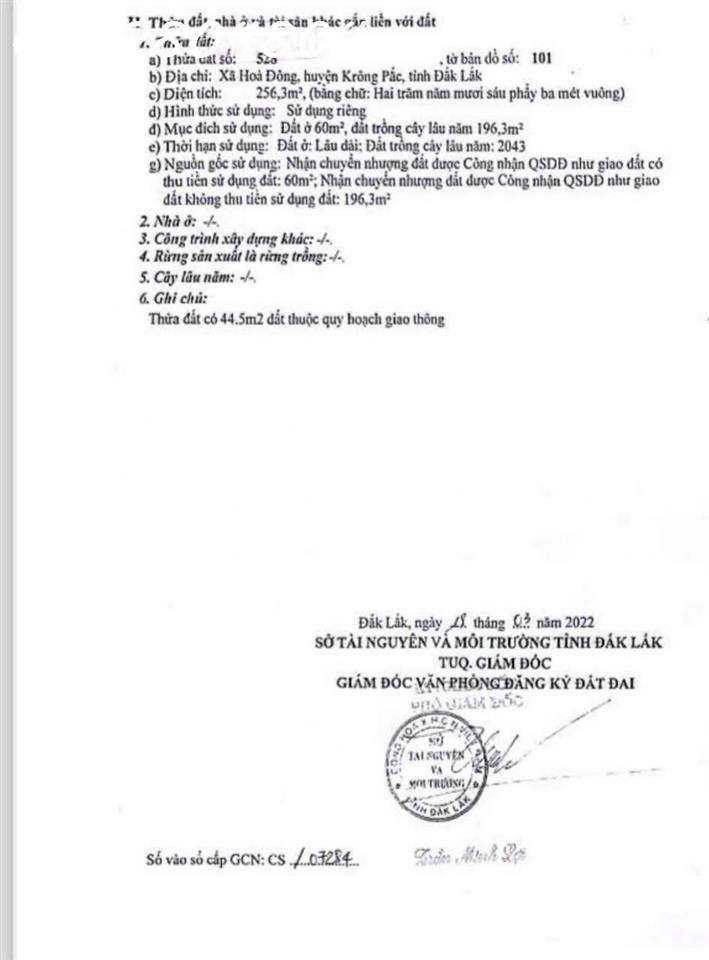 BÁN LÔ ĐẤT EAKMAT HOÀ ĐÔNG, ĐAK LAK - TRỤC QUY HOẠCH ĐƯỜNG 26M