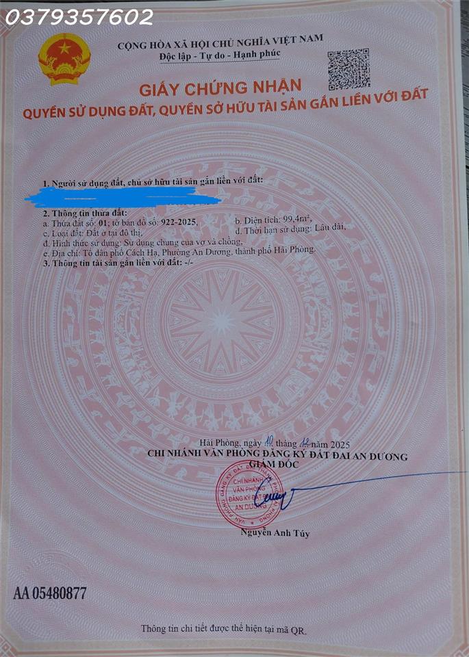 CHÍNH CHỦ CẦN BÁN GẤP – CẮT LỖ SÂU LÔ ĐẤT ĐẸP Ở CÁCH HẠ, AN DƯƠNG