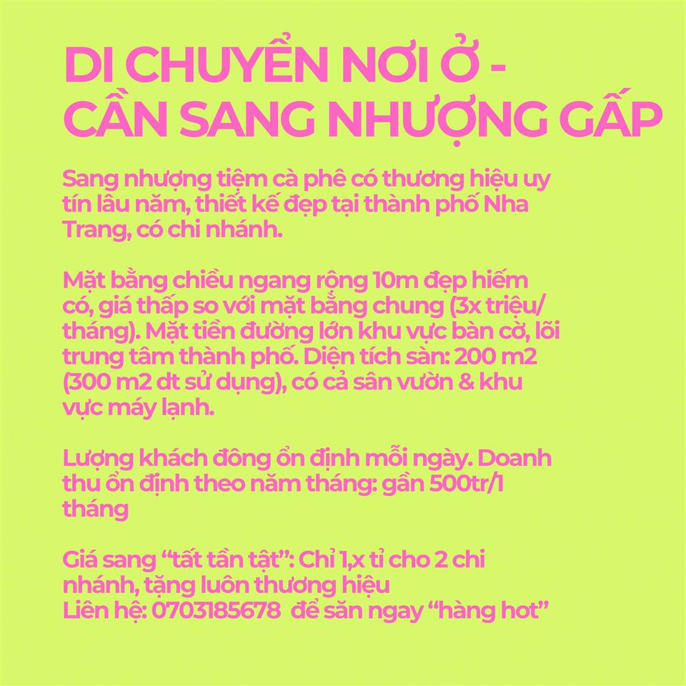 DI CHUYỂN NƠI Ở - CẦN SANG NHƯỢNG GẤP